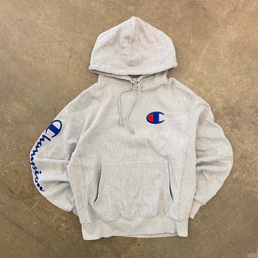 Vintage Champion Reverse Weave Logo Sleeve Spellout Hoodie 2000s Size M
